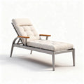 Ligstoel met aluminium frame en kussen in beige 200 x 70 x 100cm