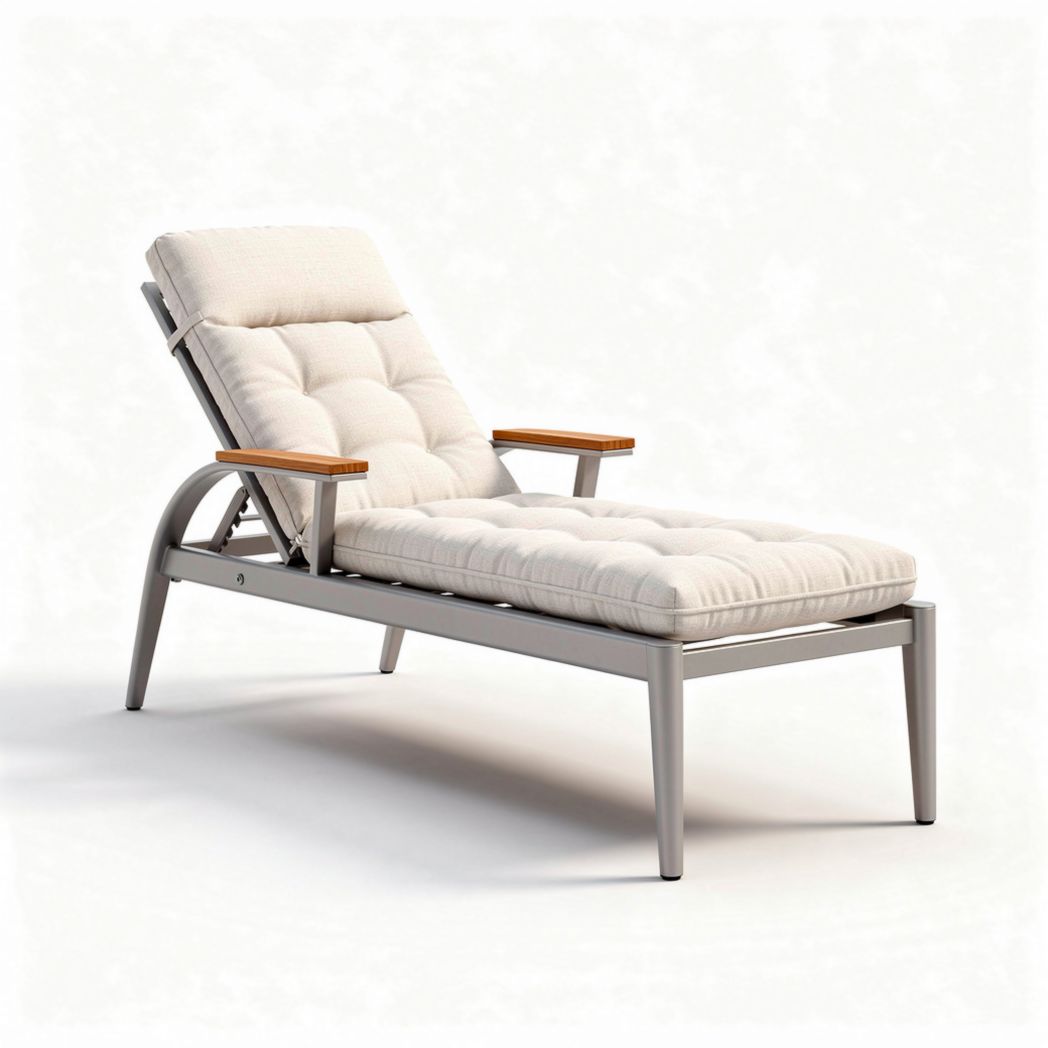 Ligstoel met aluminium frame en kussen in beige 200 x 70 x 100cm