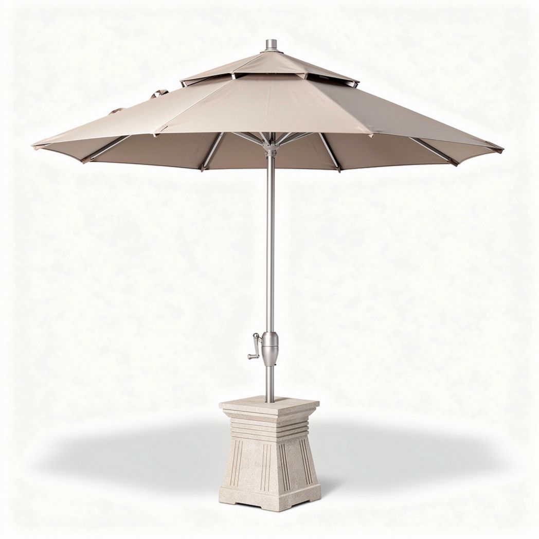 Luxe parasol van polyester met een aluminium frame en een betonbasis 250 x 250 x 250cm